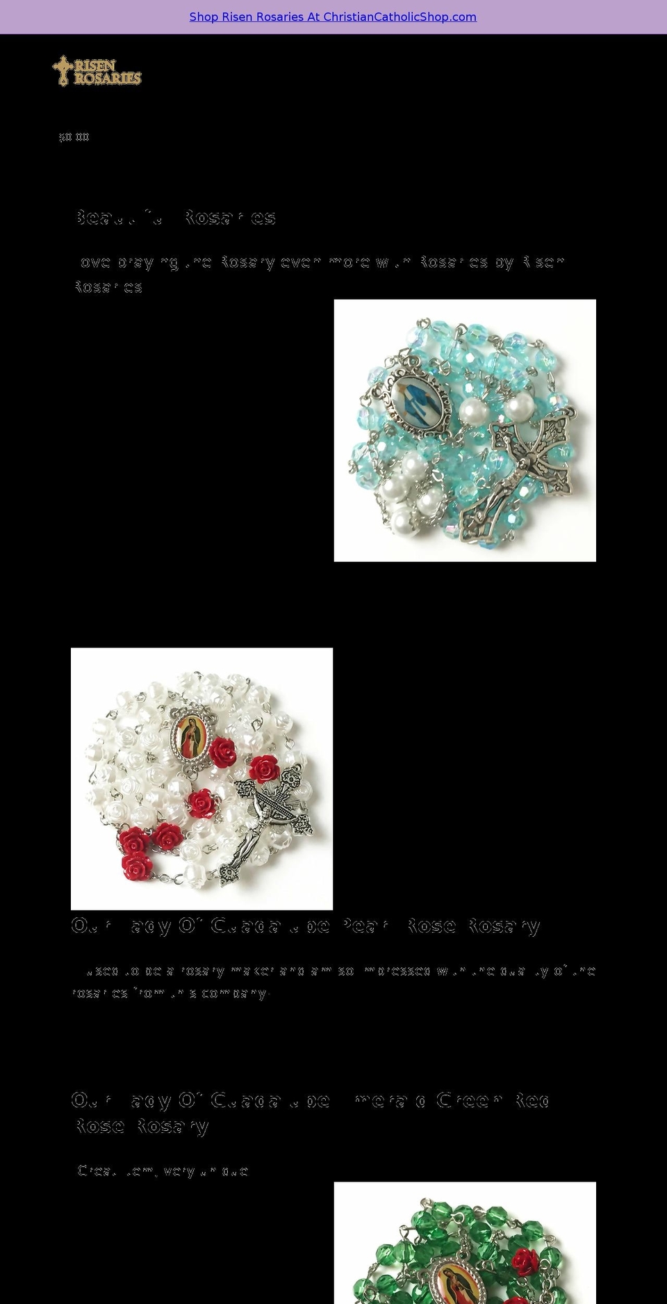 risenrosaries.com shopify website screenshot