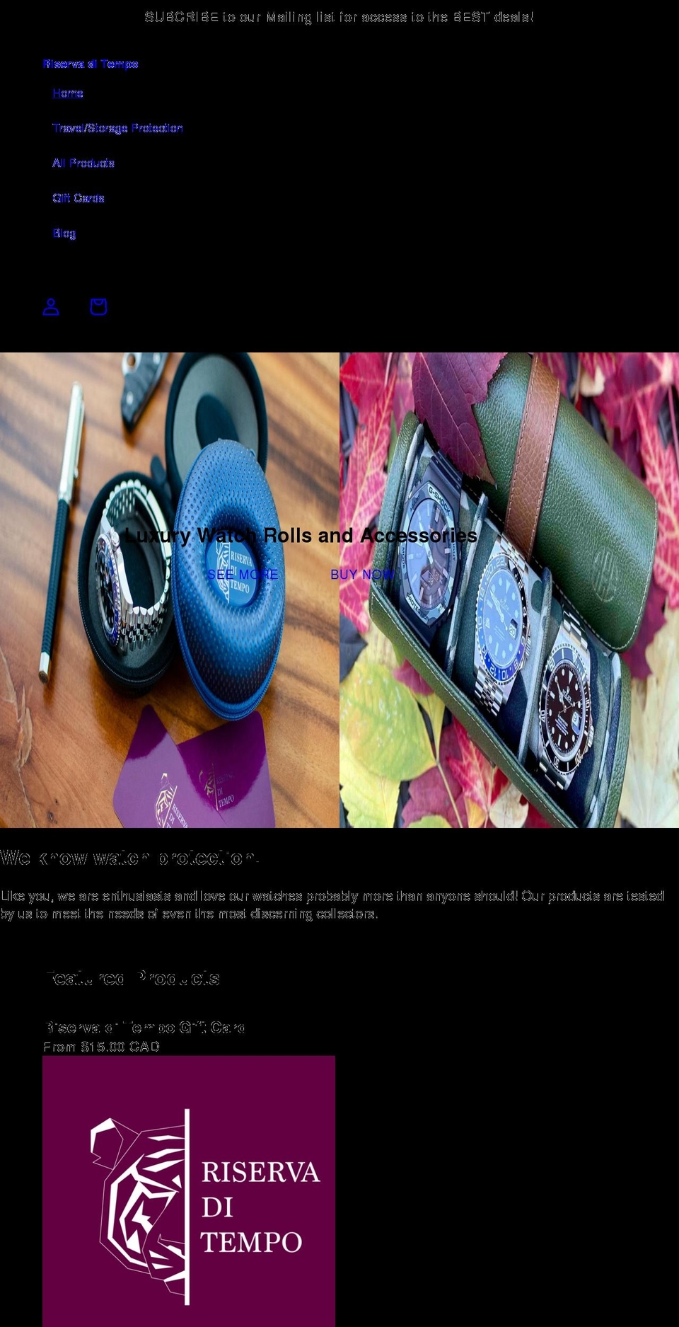 riservaditempo.com shopify website screenshot