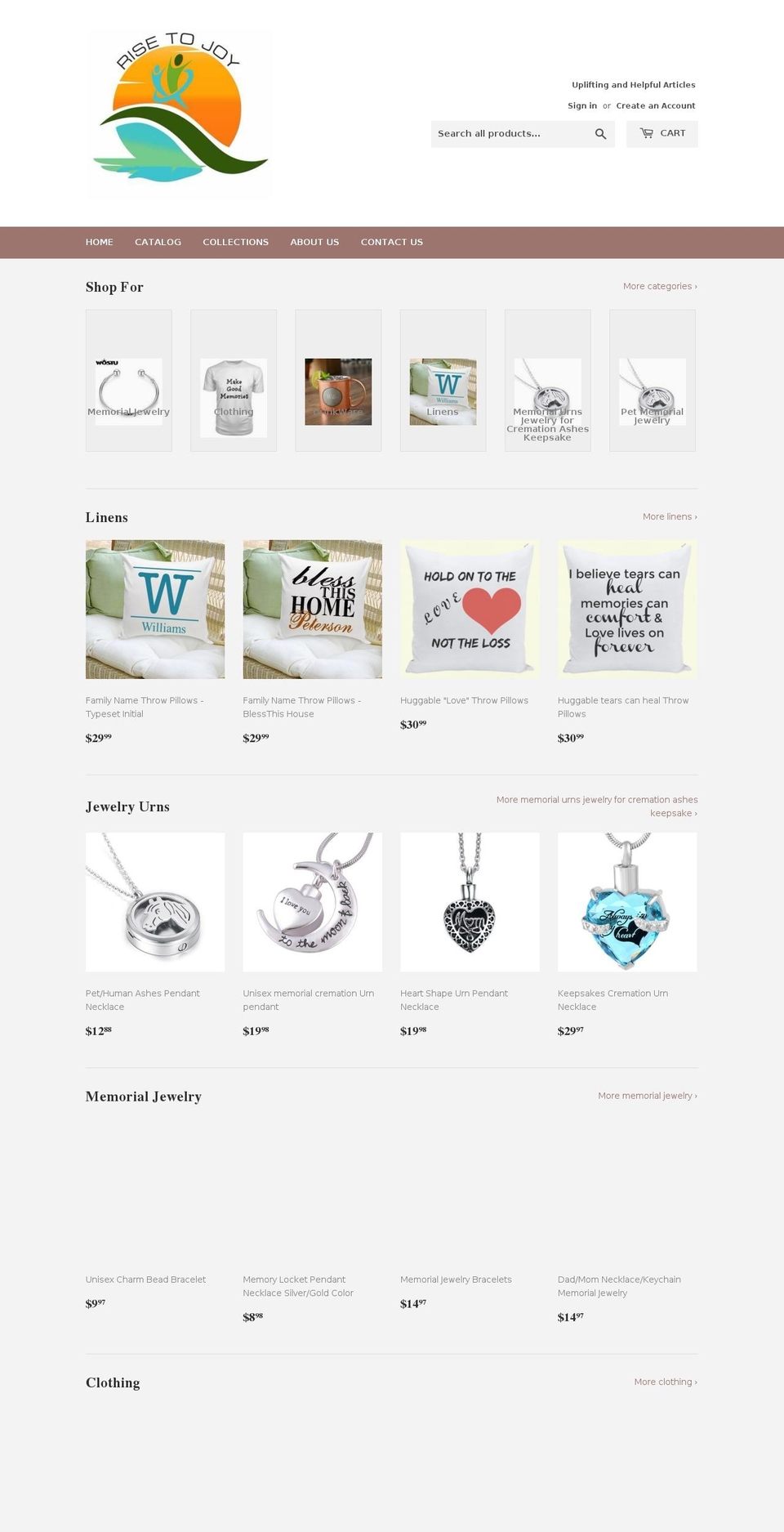 risetojoy.com — Shopify storefront screenshot