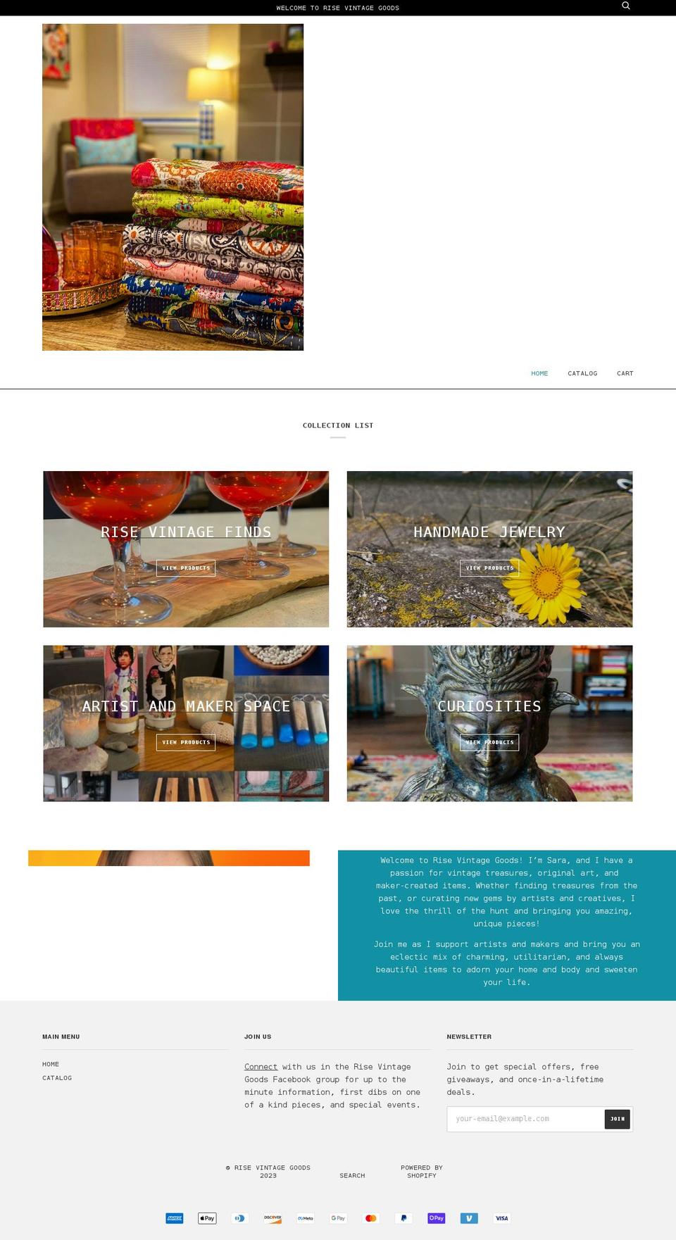 risevintagegoods.com shopify website screenshot