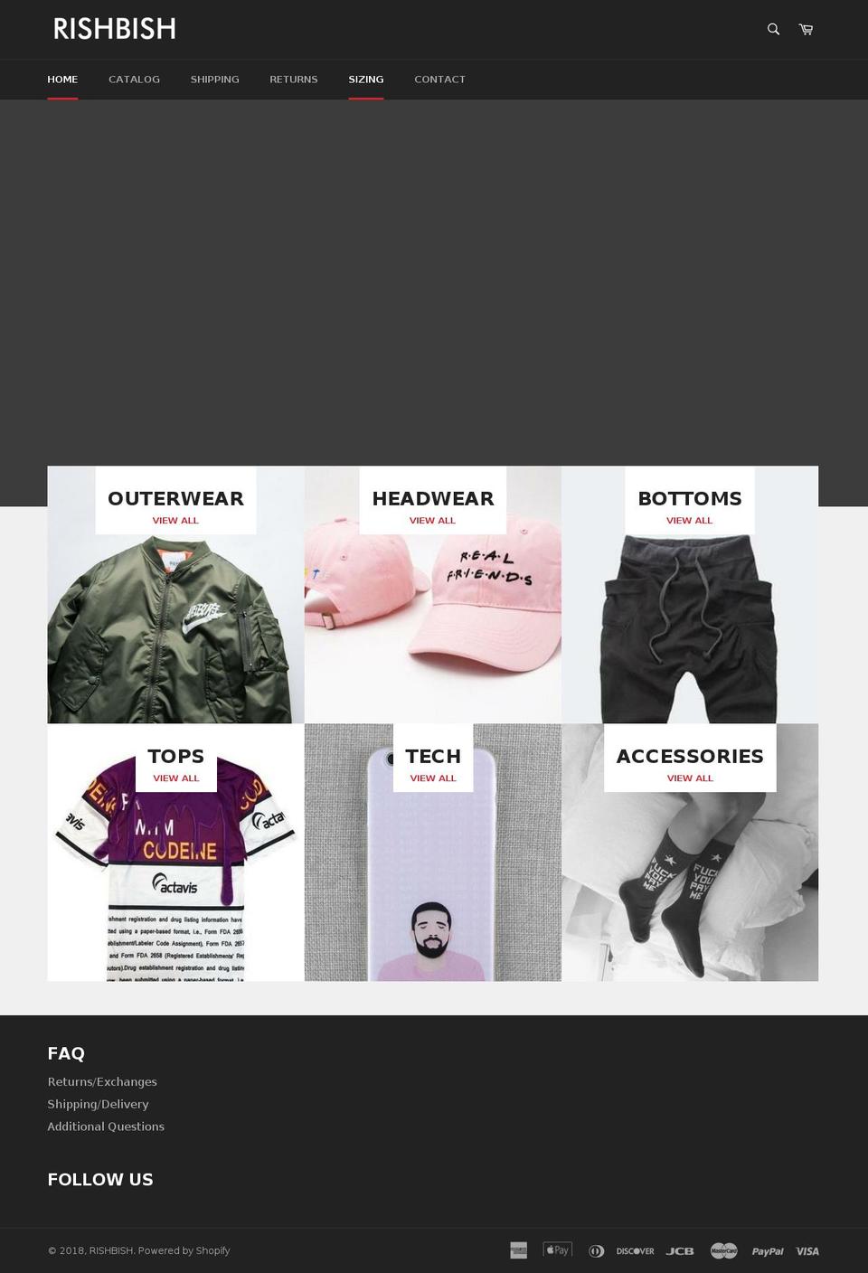 rishbish.com — Shopify storefront screenshot