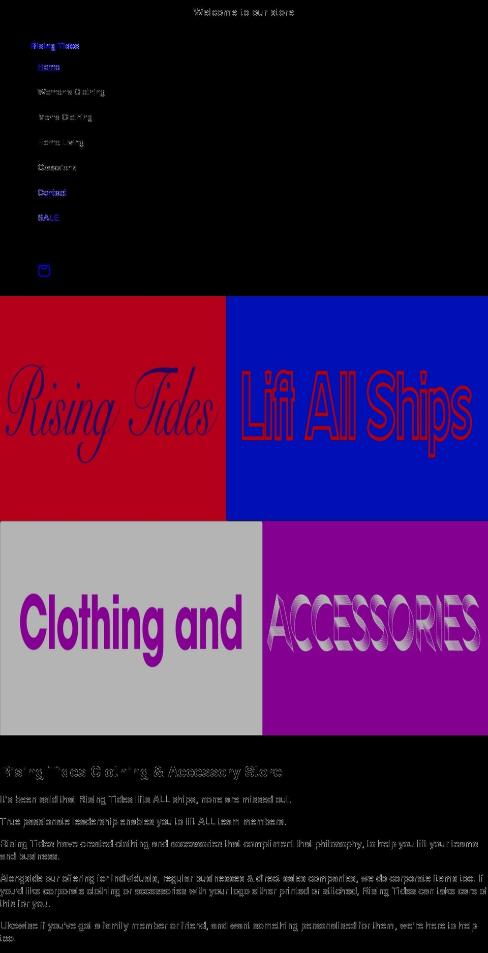 rising-tides.com shopify website screenshot