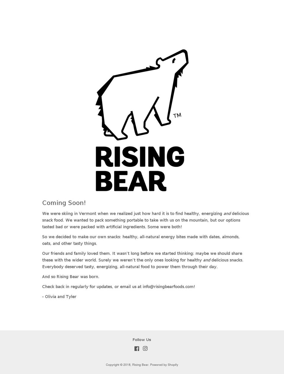 risingbearfoods.com shopify website screenshot