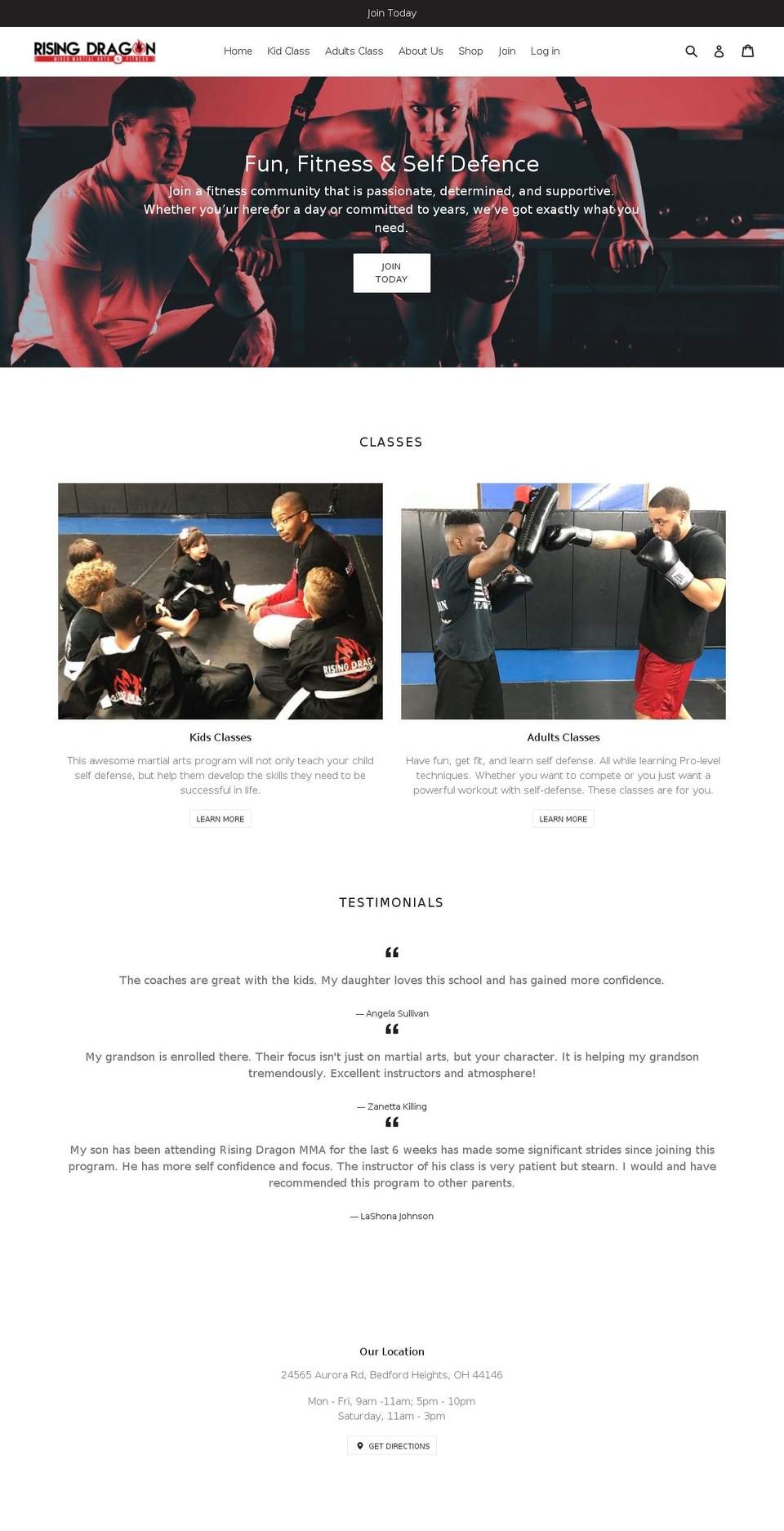 risingdragonmma.com shopify website screenshot