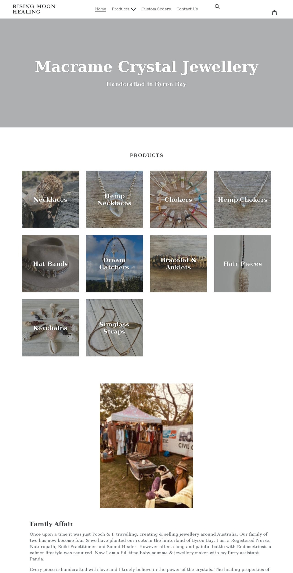 risingmoonhealing.com shopify website screenshot