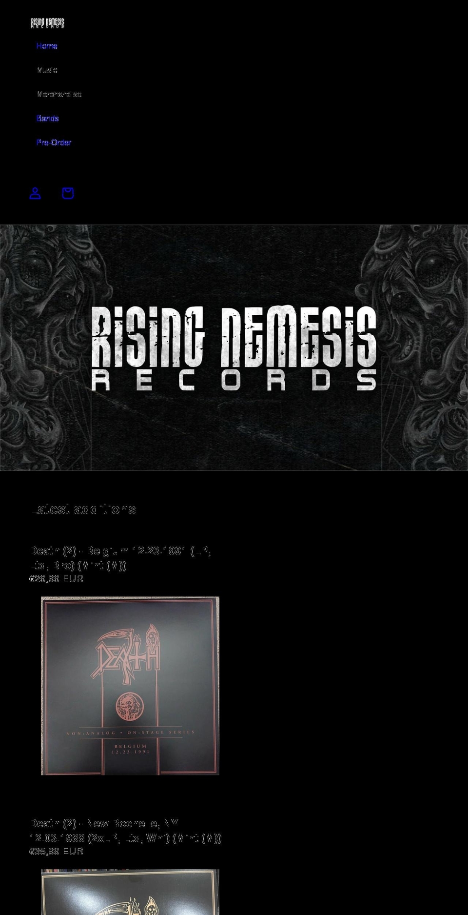 risingnemesisrecords.de shopify website screenshot