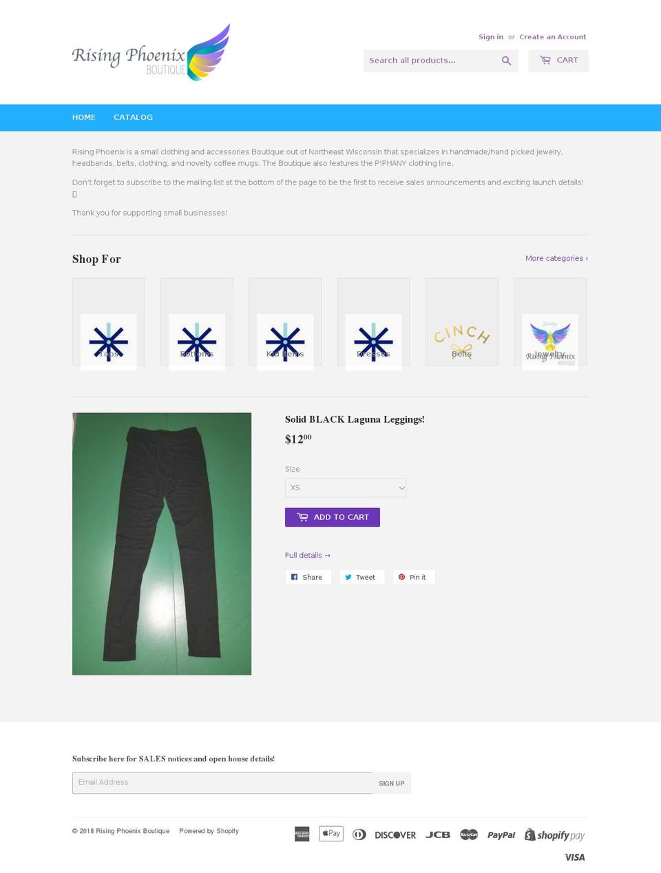 risingphoenixboutique.com — Shopify storefront screenshot