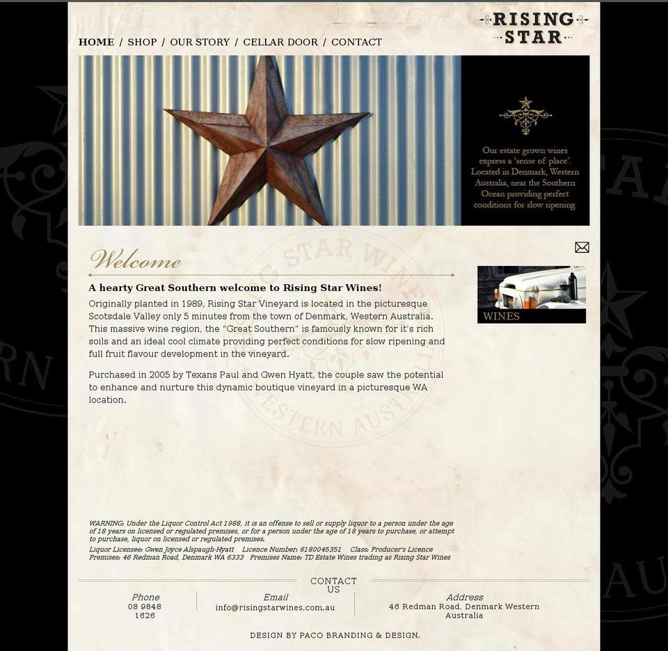risingstarwines.com.au shopify website screenshot
