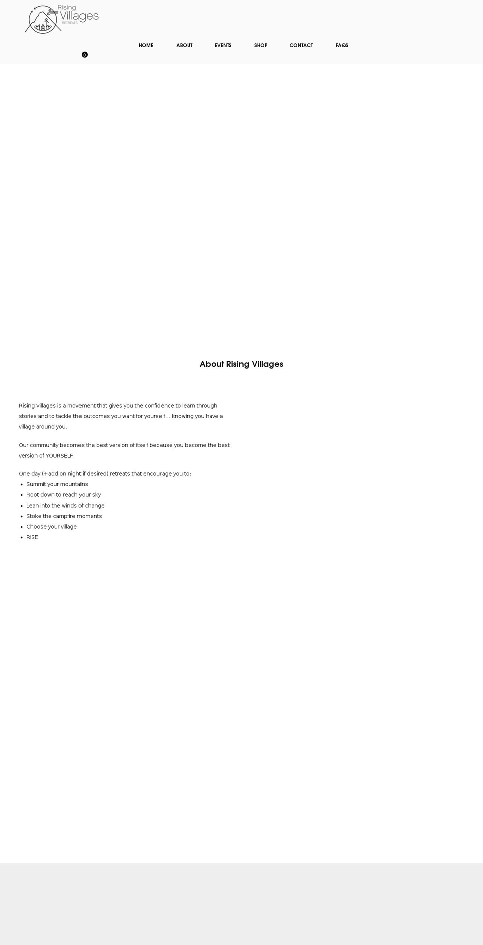 risingvillages.com shopify website screenshot