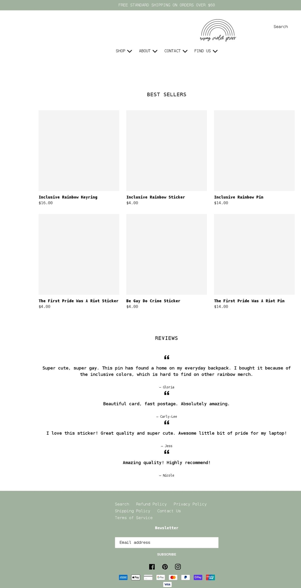 risingvioletpress.com.au shopify website screenshot