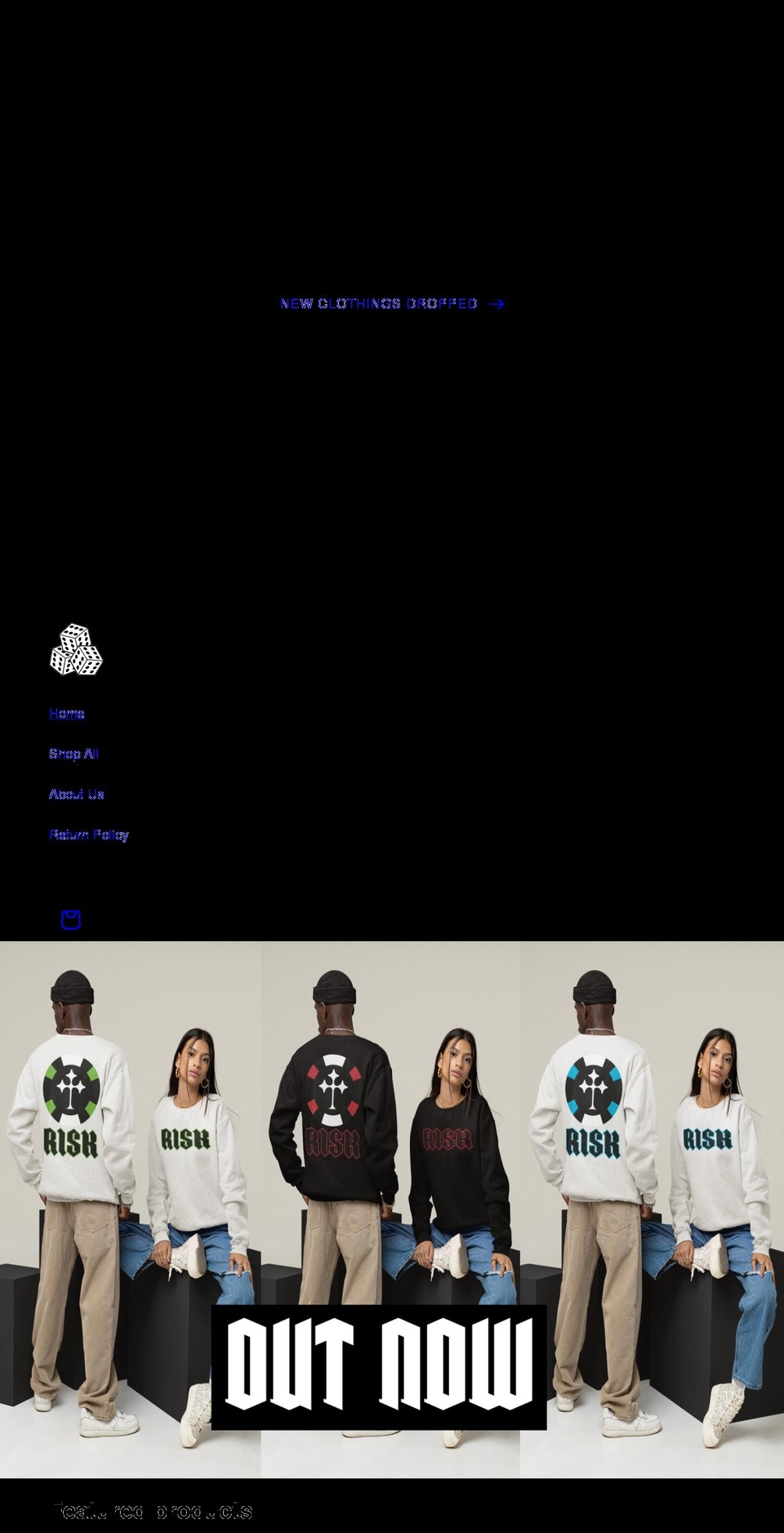 risk.clothing shopify website screenshot