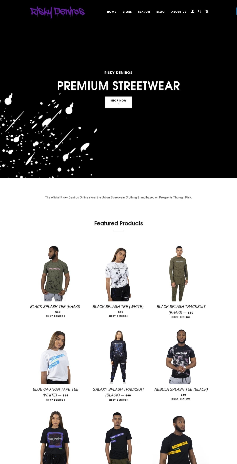 riskydeniros.com — Shopify storefront screenshot