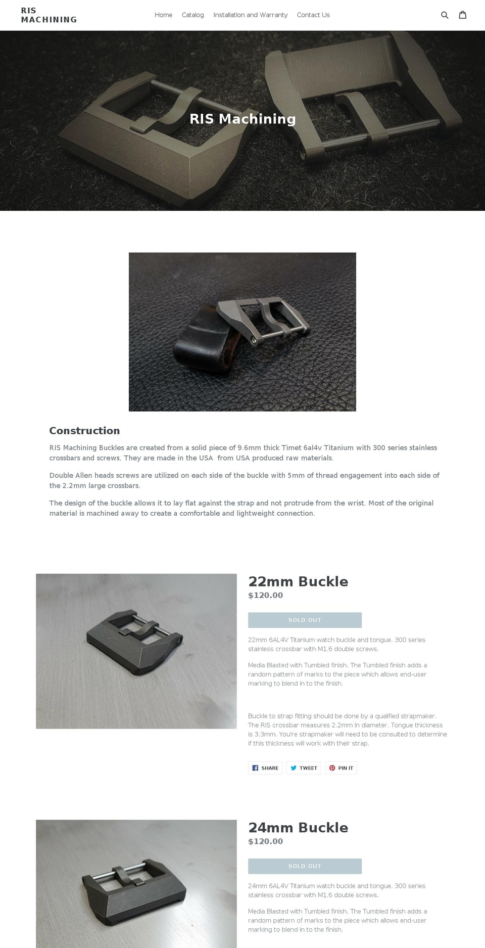 rismachining.com — Shopify storefront screenshot