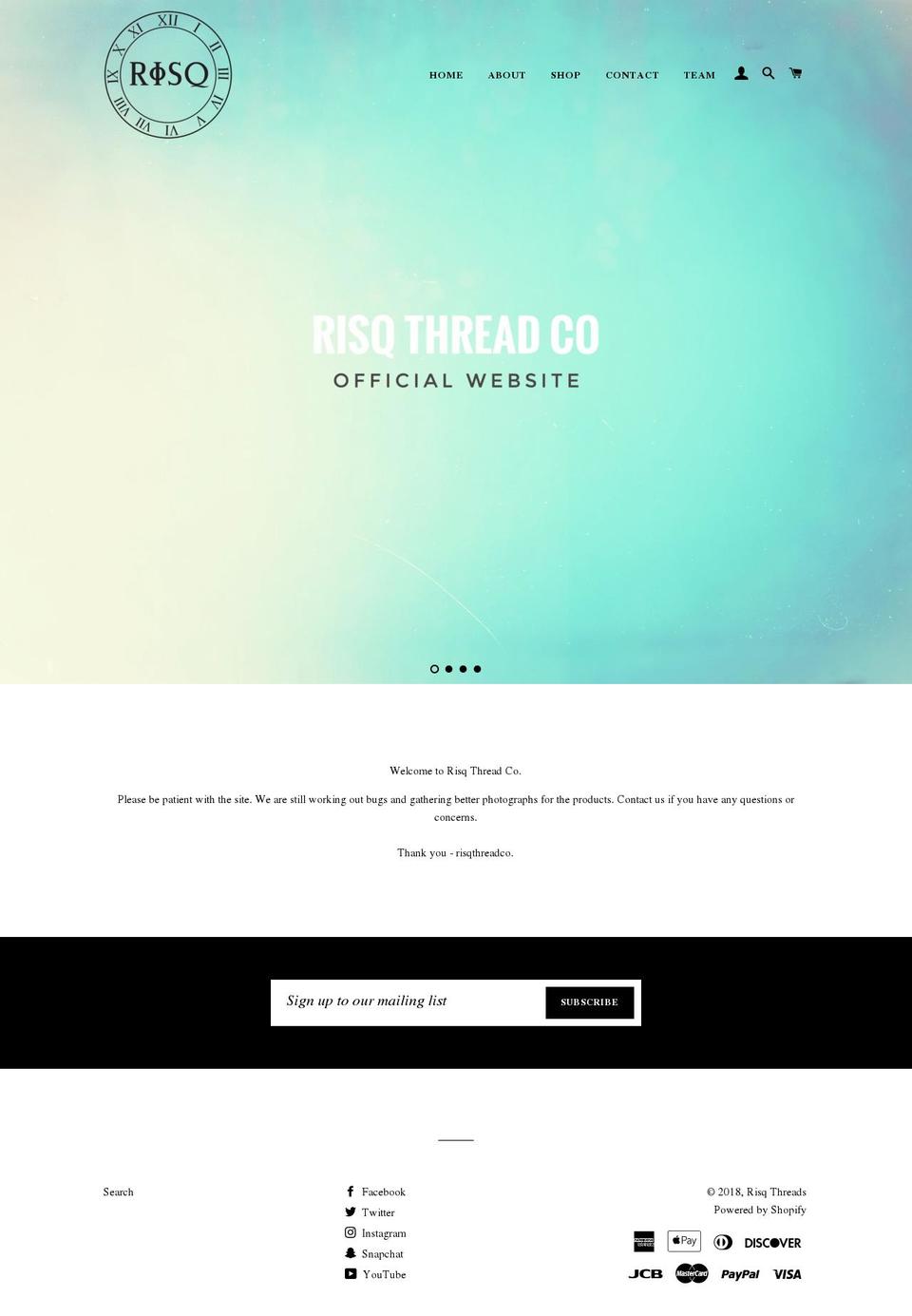 risqthreads.com — Shopify storefront screenshot