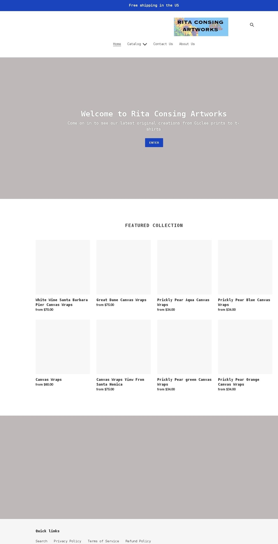 ritaconsingartworks.com shopify website screenshot