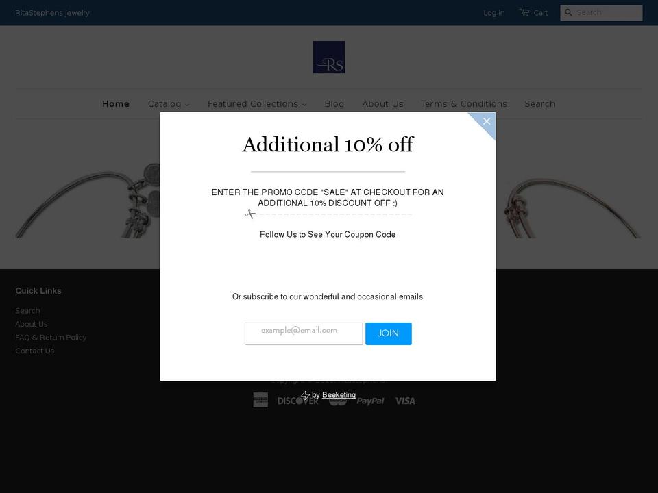 ritastephens.com — Shopify storefront screenshot