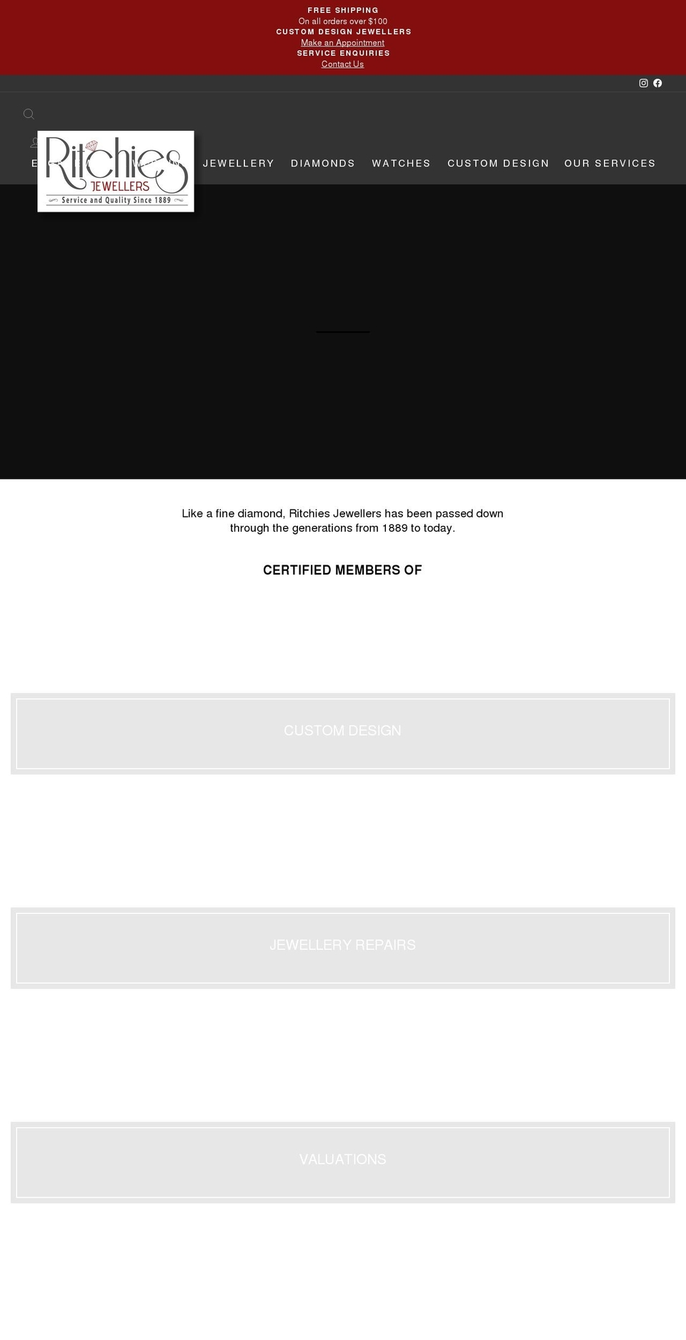 ritchiesjewellers.com.au shopify website screenshot