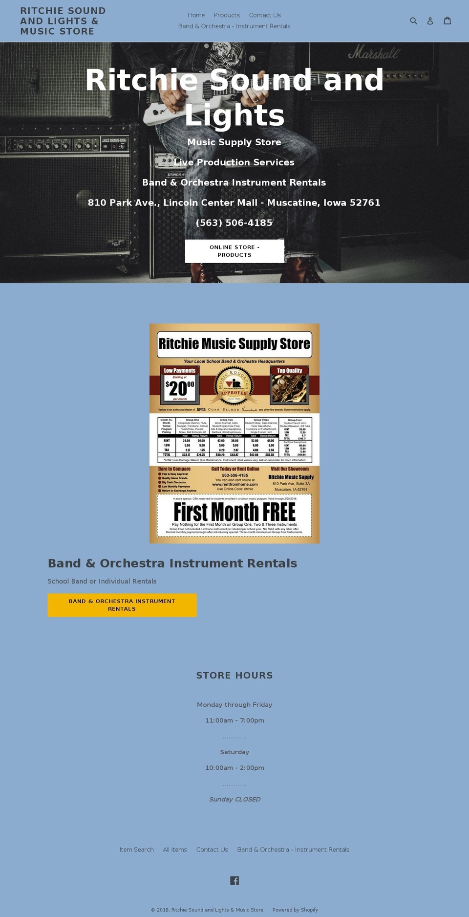 Saffron Shopify theme site example ritchiesound.com