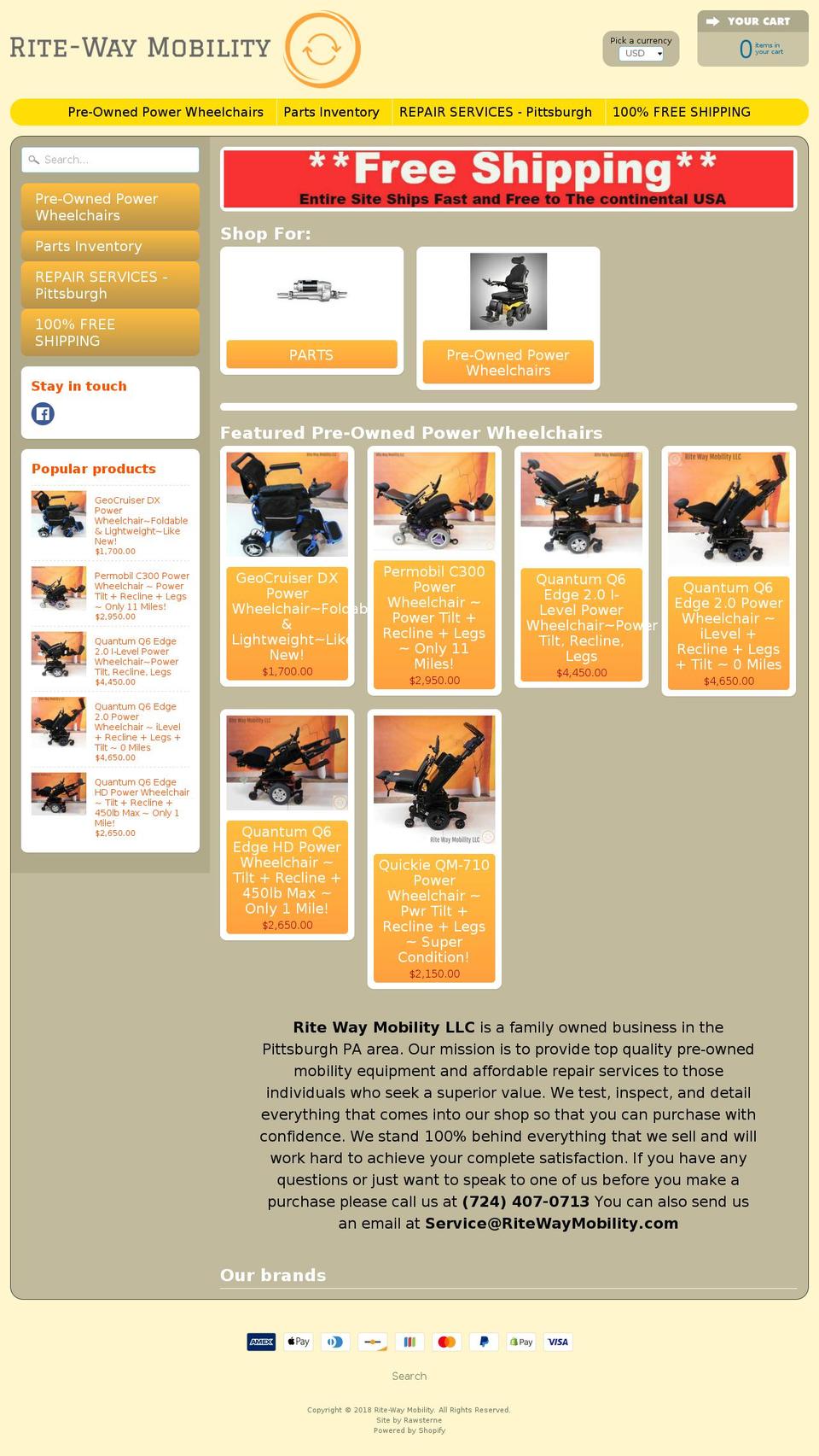 ritewaymobility.com — Shopify storefront screenshot