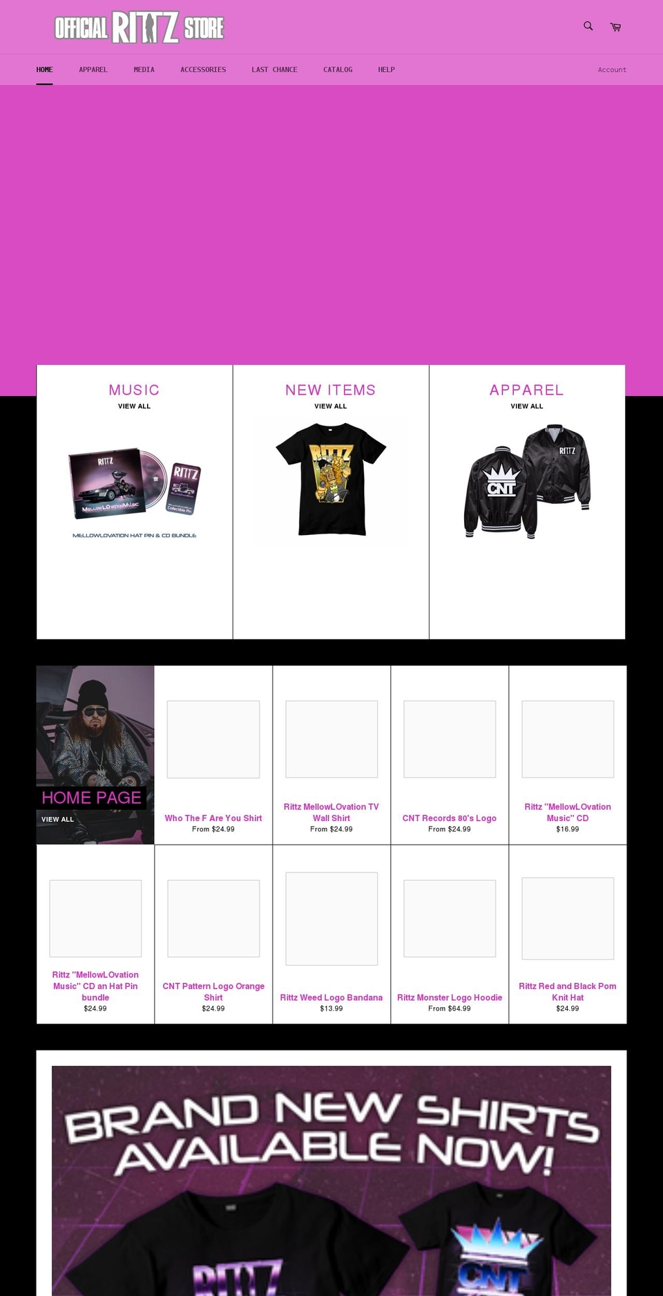 rittzmerch.com shopify website screenshot