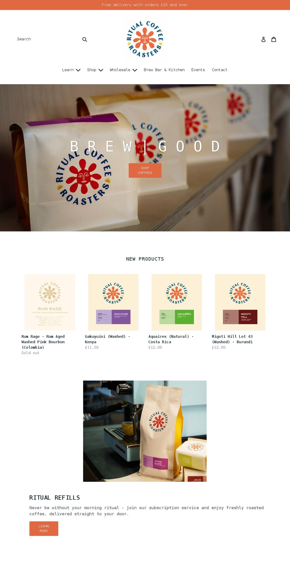 ritualcoffee.org shopify website screenshot