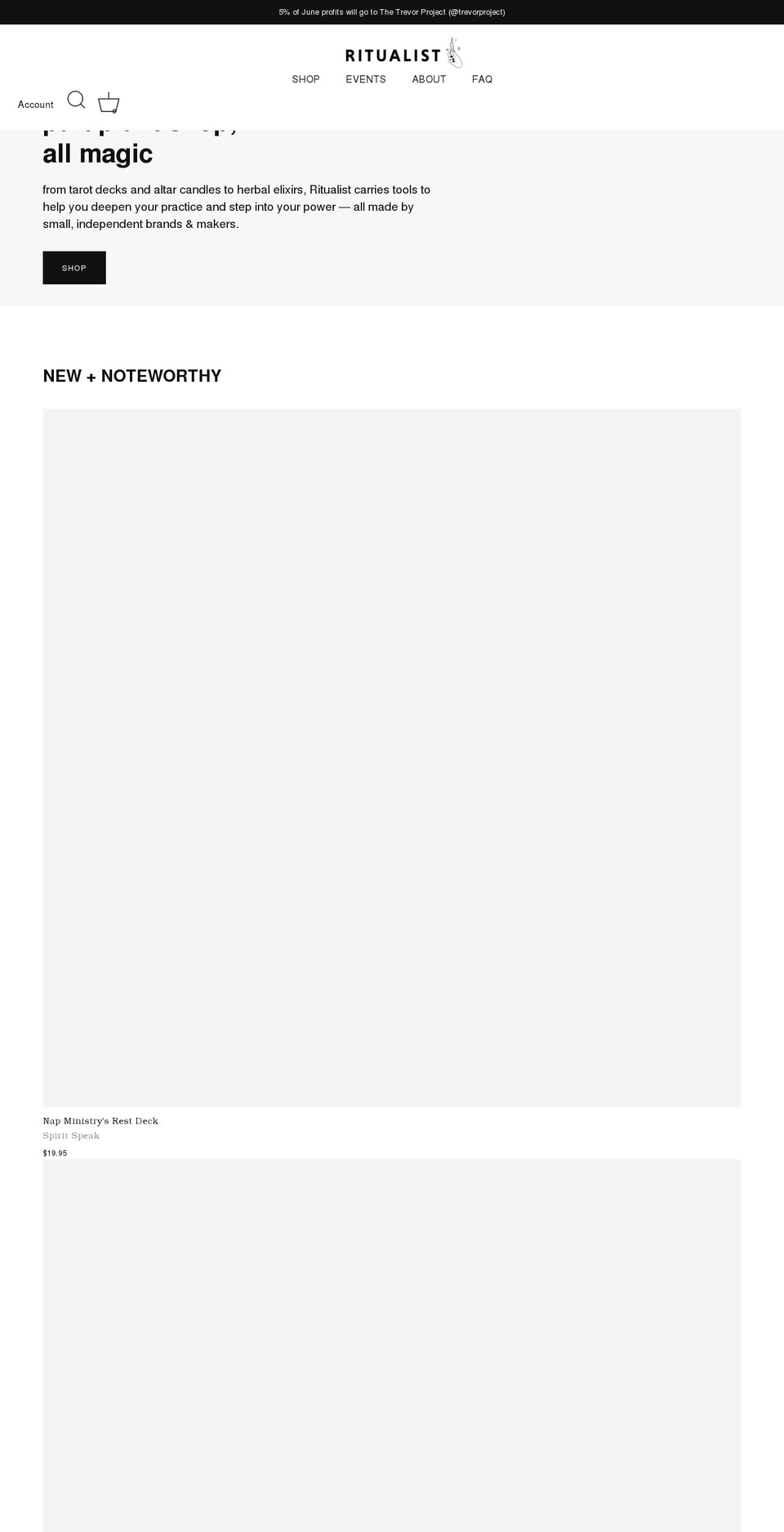 ritualistshop.com shopify website screenshot