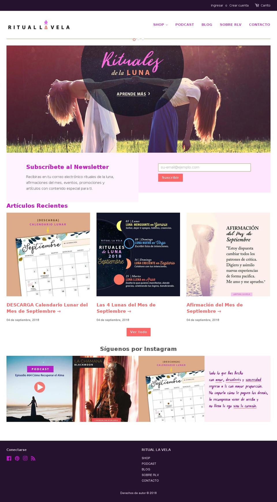 rituallavela.com shopify website screenshot