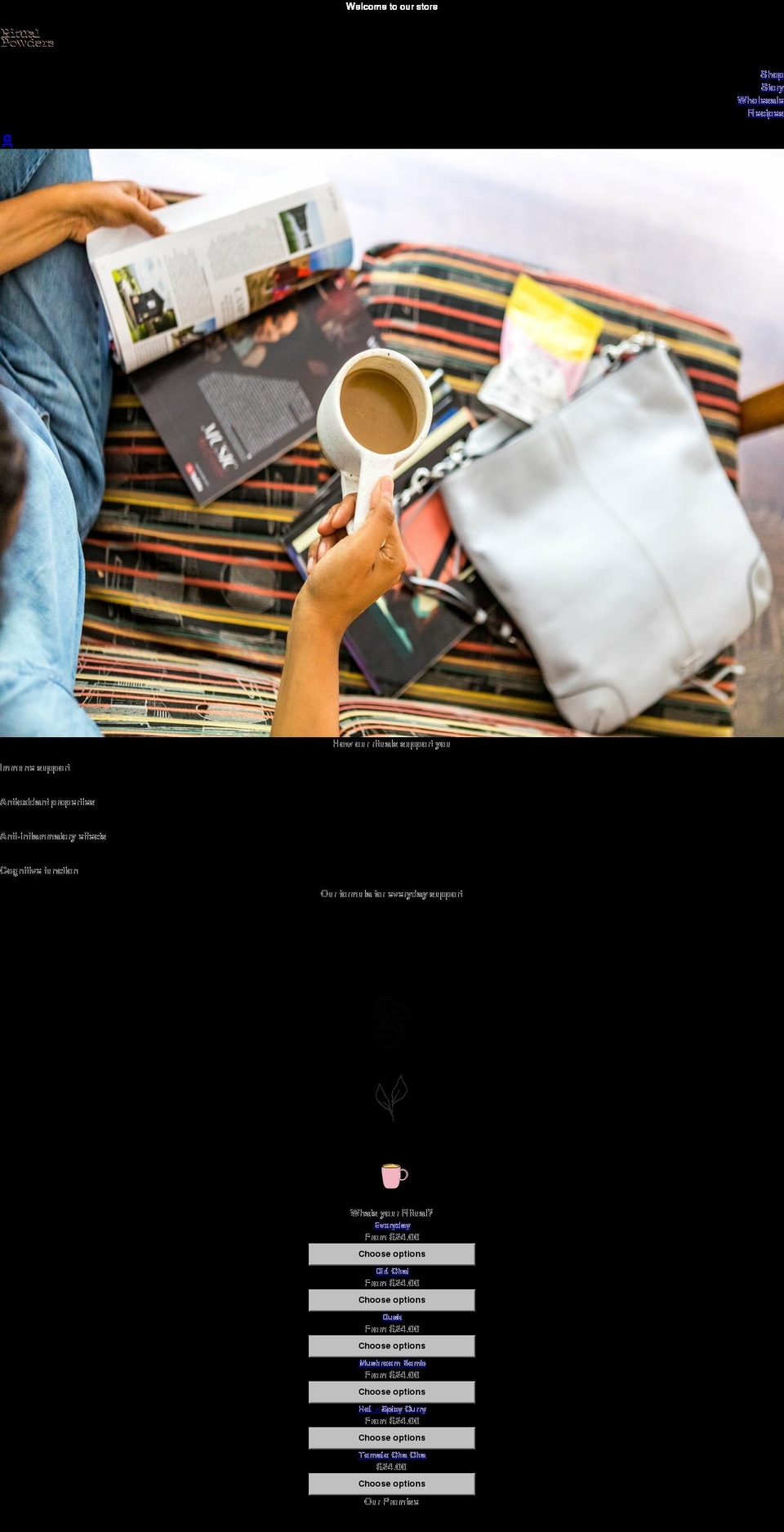 ritualpowders.com shopify website screenshot