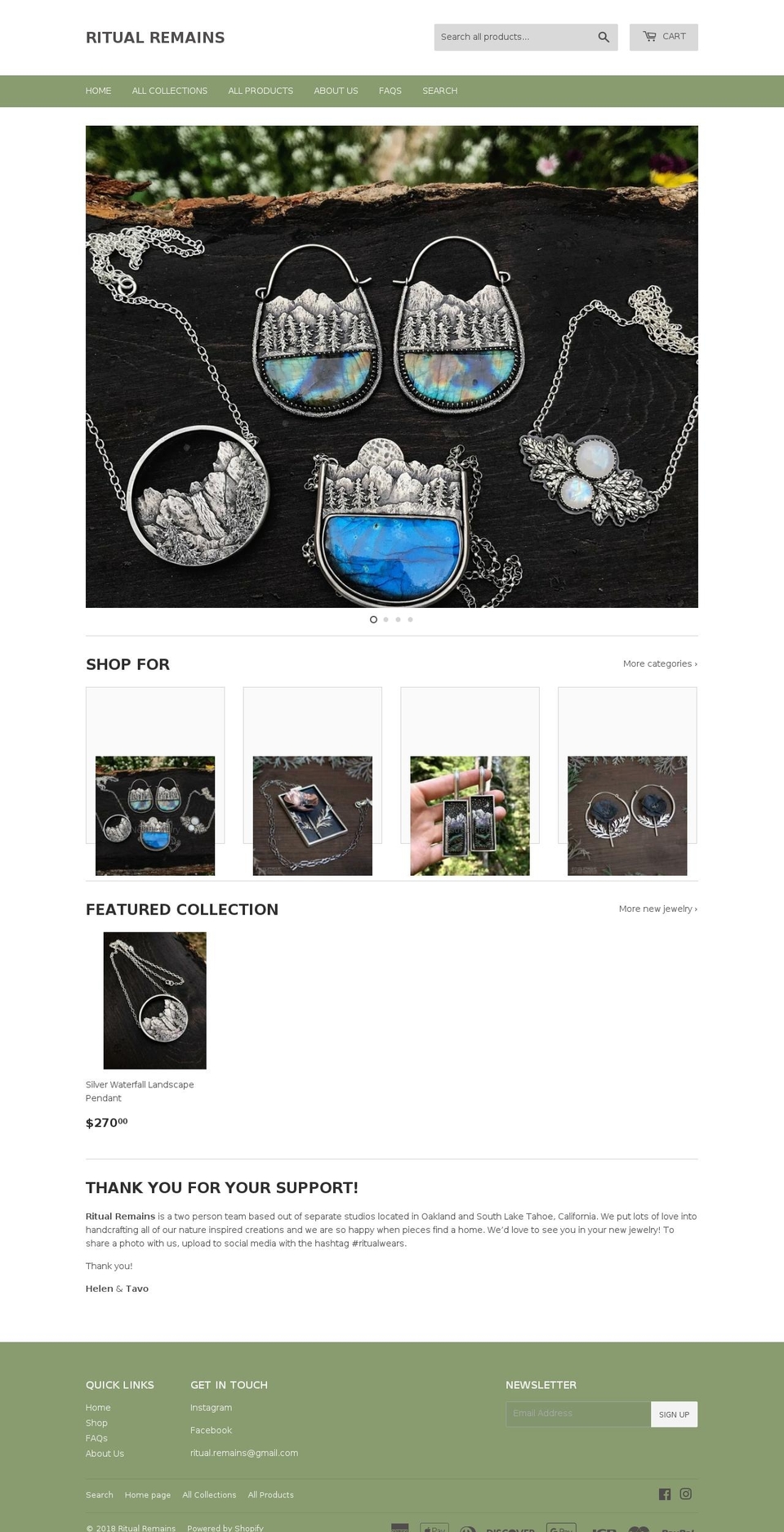 ritualremains.com — Shopify storefront screenshot