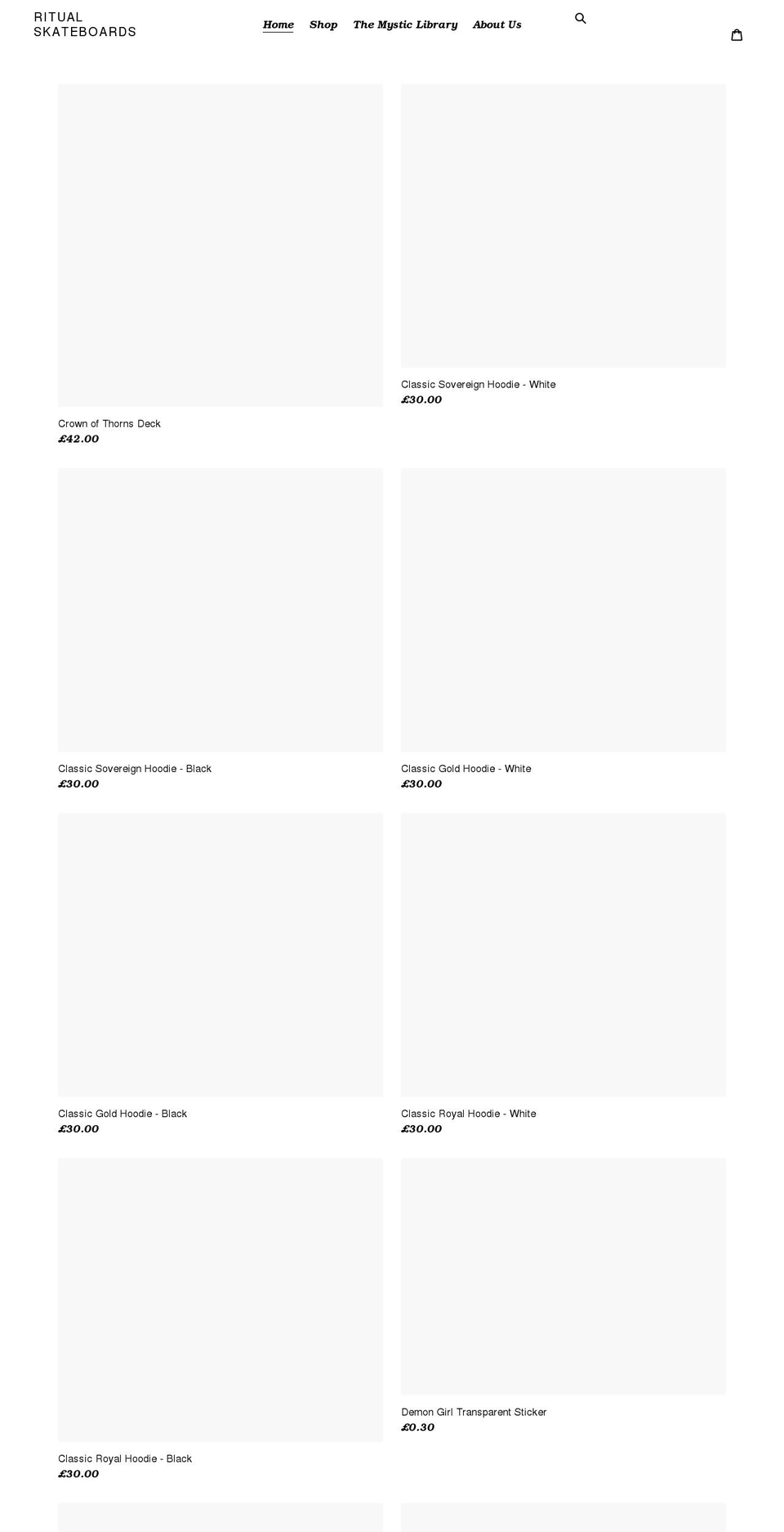 ritualskateboards.co.uk shopify website screenshot