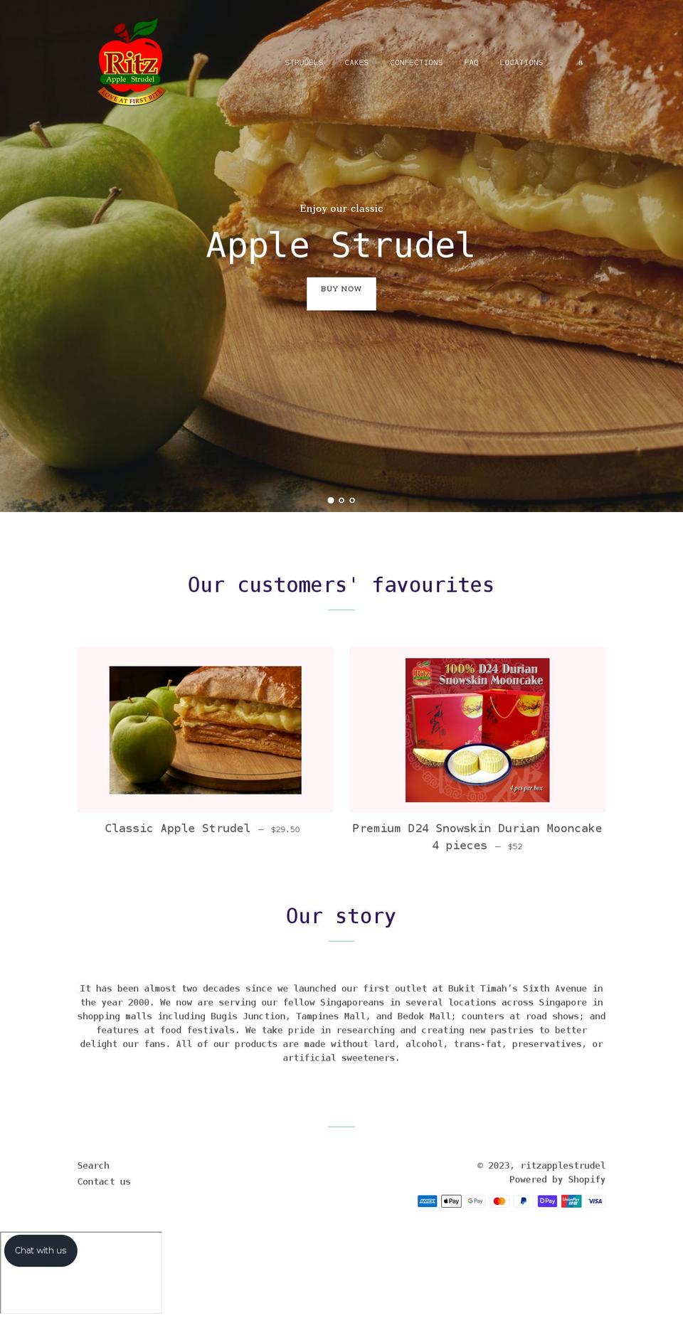 ritzapplestrudel.com shopify website screenshot