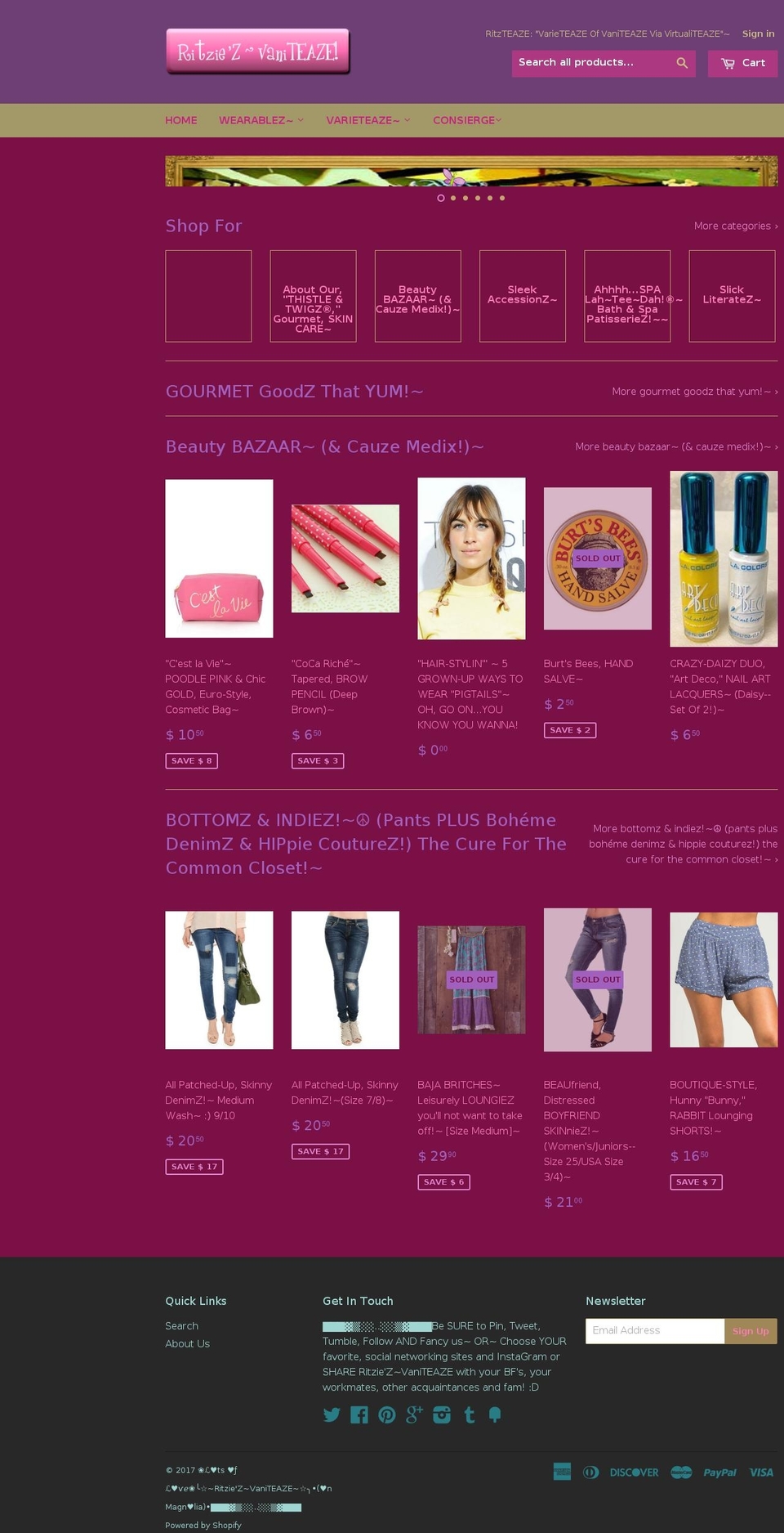 ritziez.com shopify website screenshot