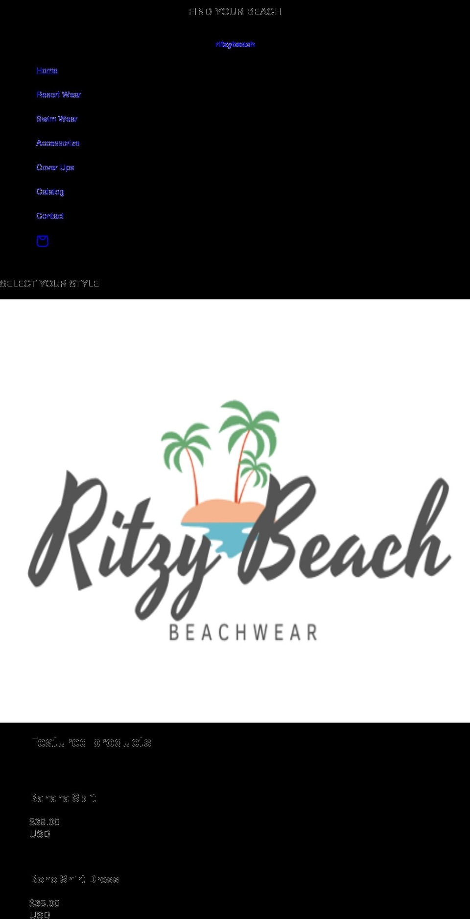 ritzybeach.com shopify website screenshot
