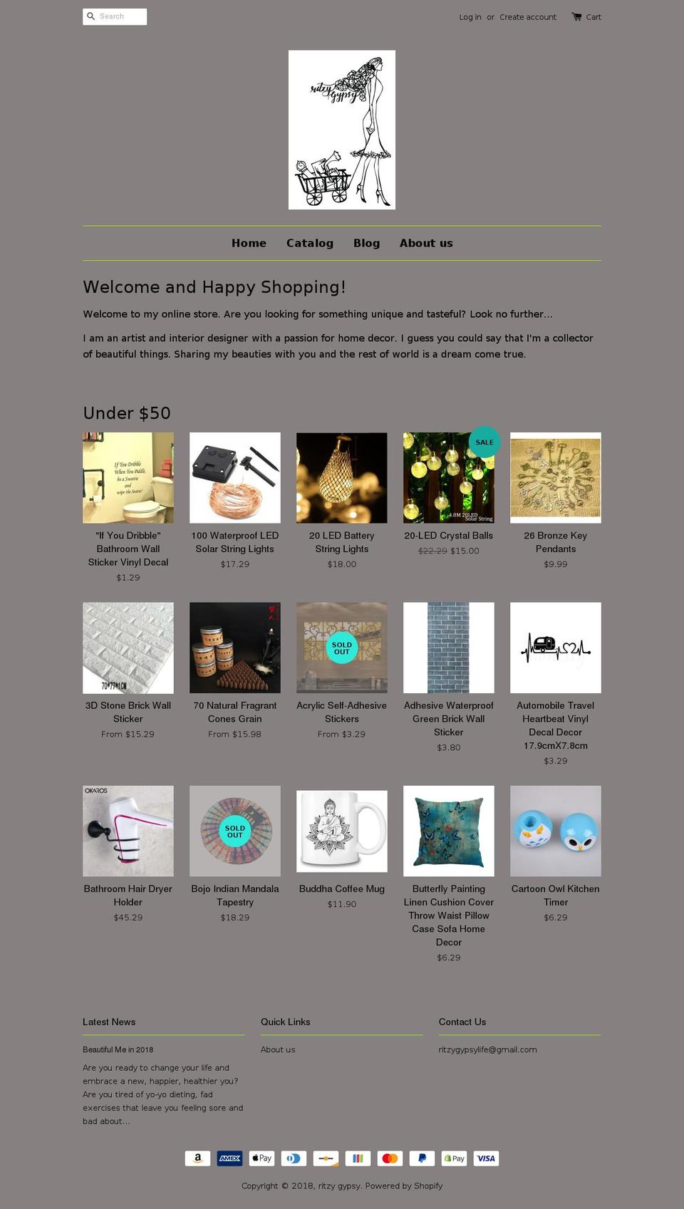 ritzygypsydesigns.com — Shopify storefront screenshot