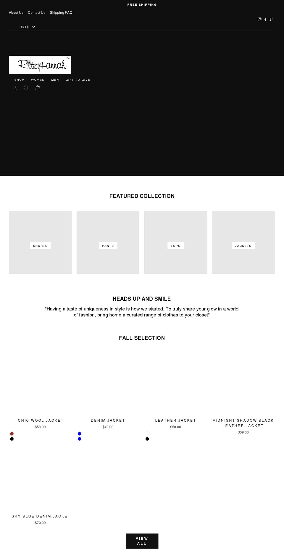 ritzyhannah.com shopify website screenshot