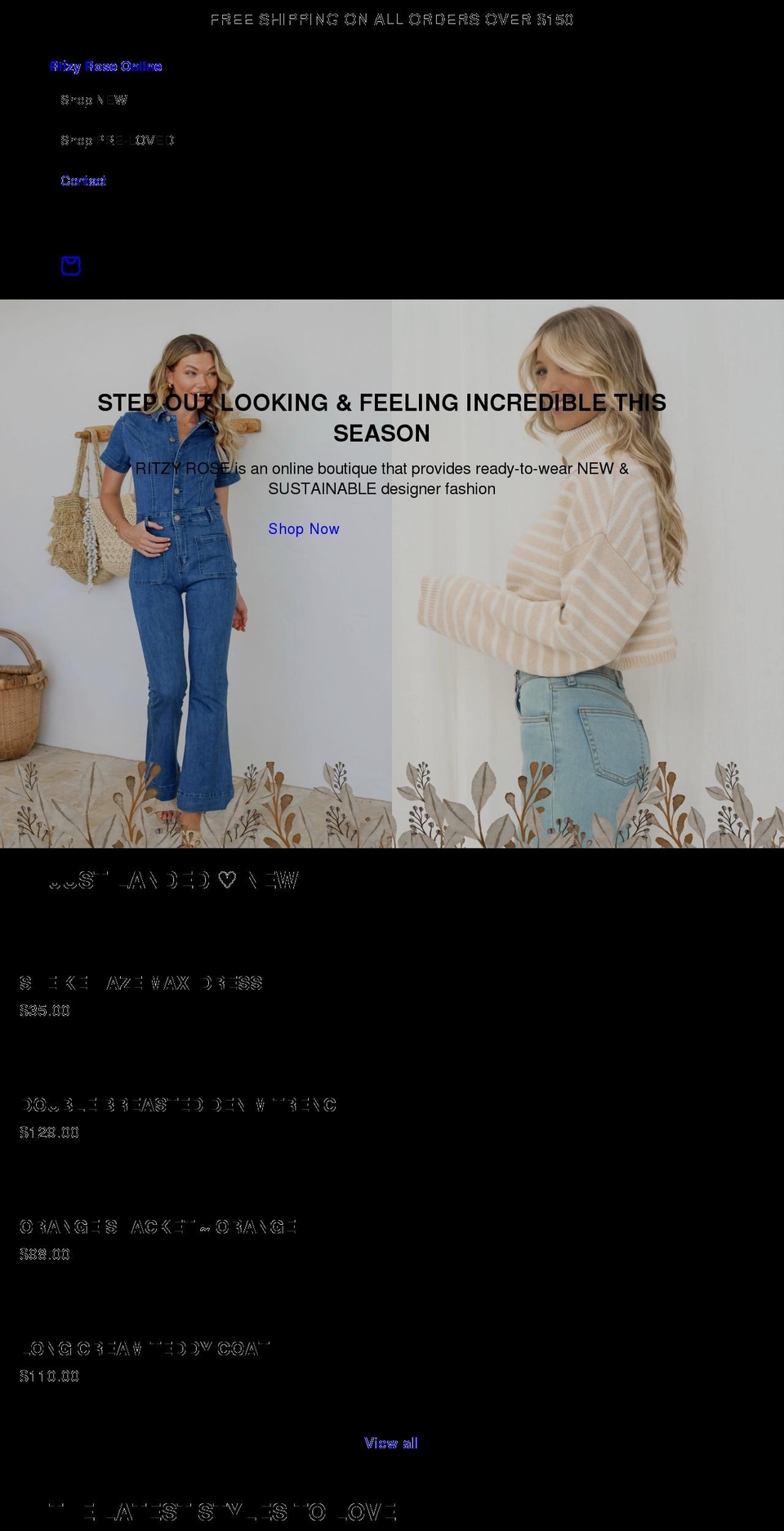 ritzyrose.com.au shopify website screenshot