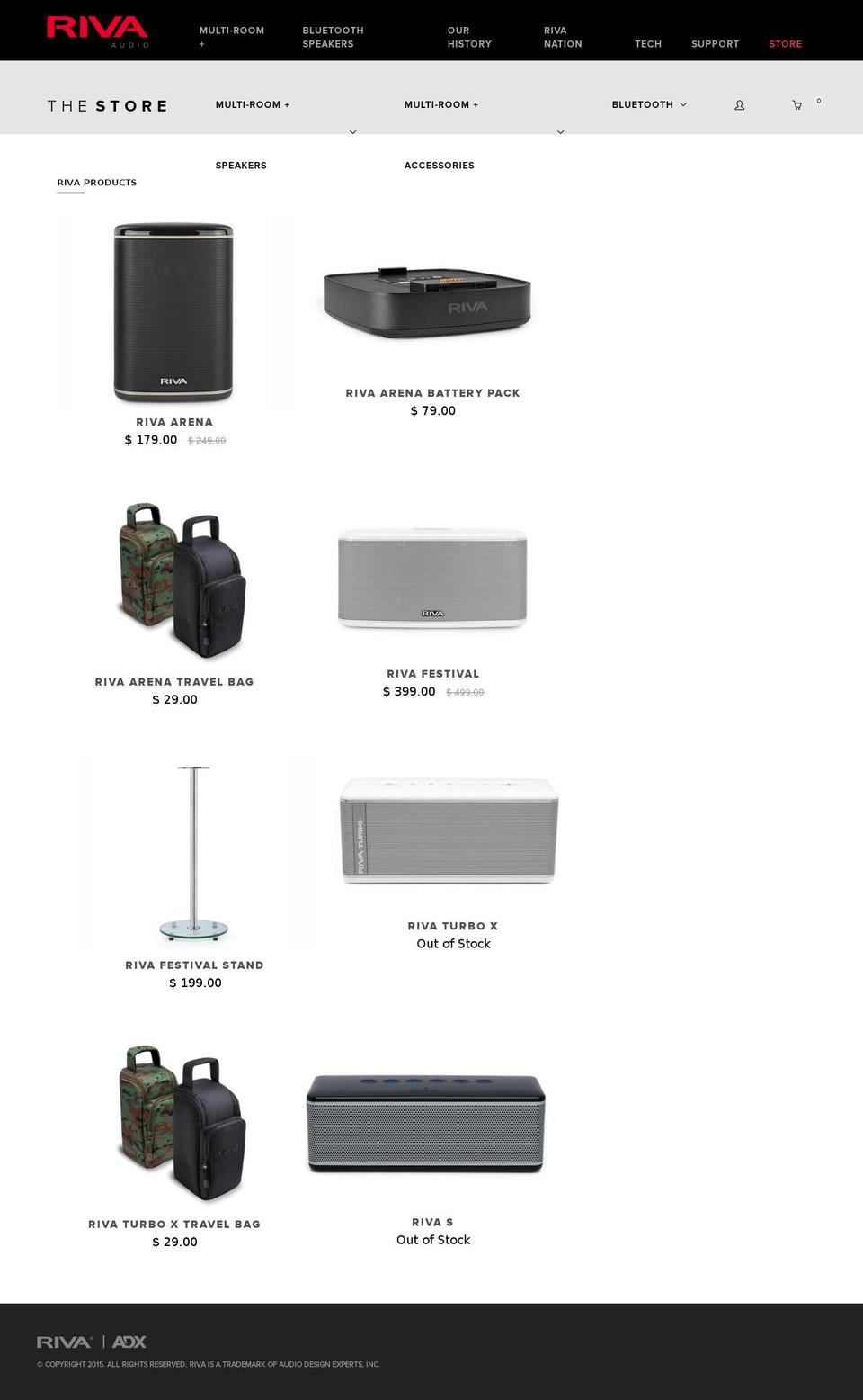 riva-audio.myshopify.com shopify website screenshot