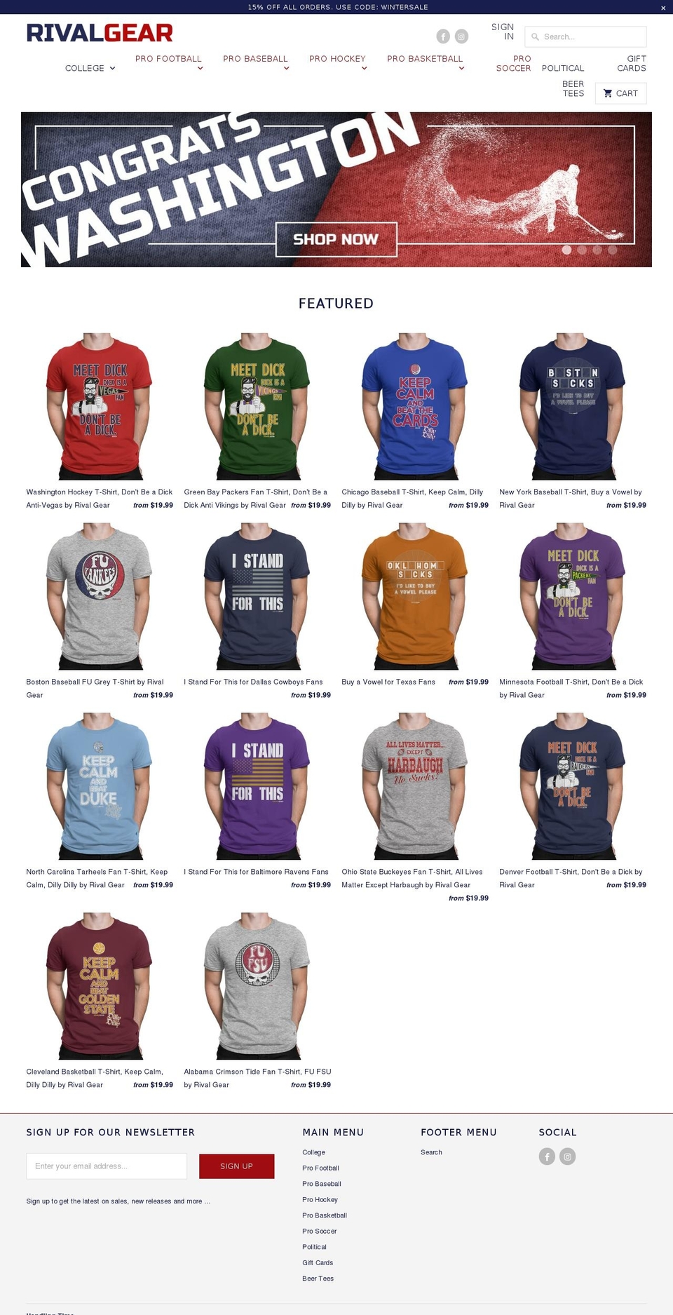 rivalgear.net shopify website screenshot