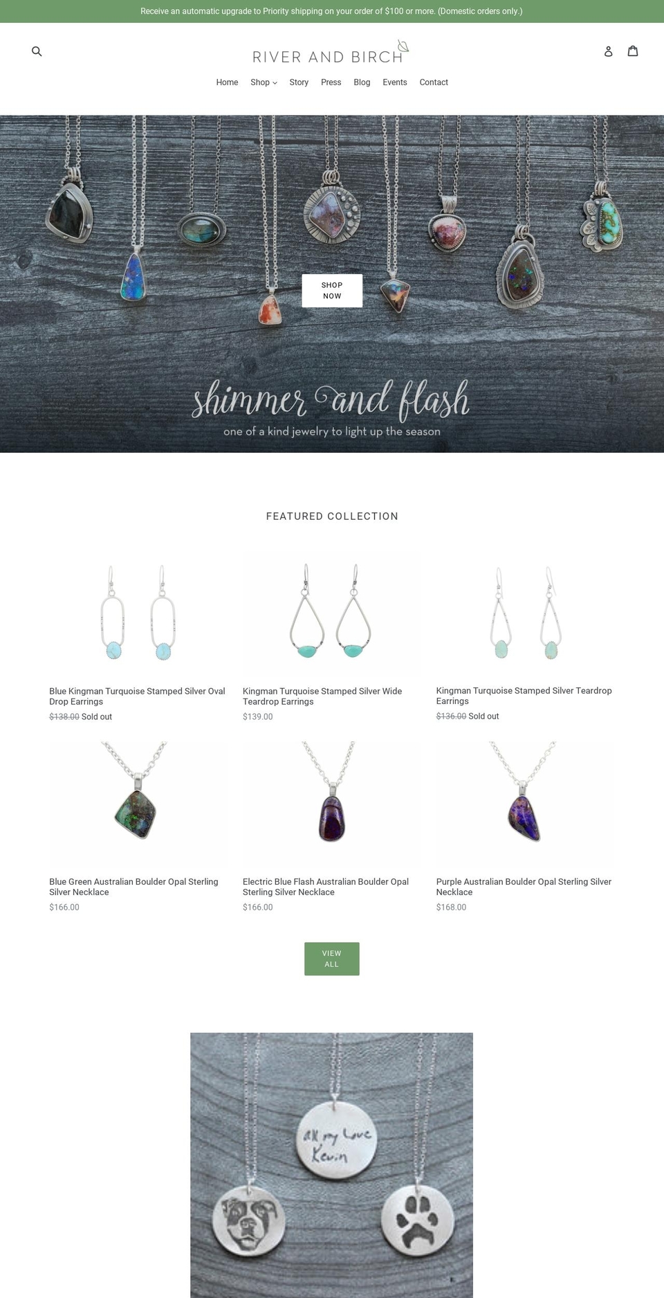 riverandbirchjewelry.com — Shopify storefront screenshot