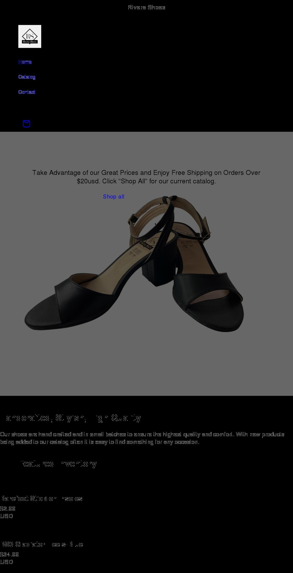 riverashoes.com shopify website screenshot