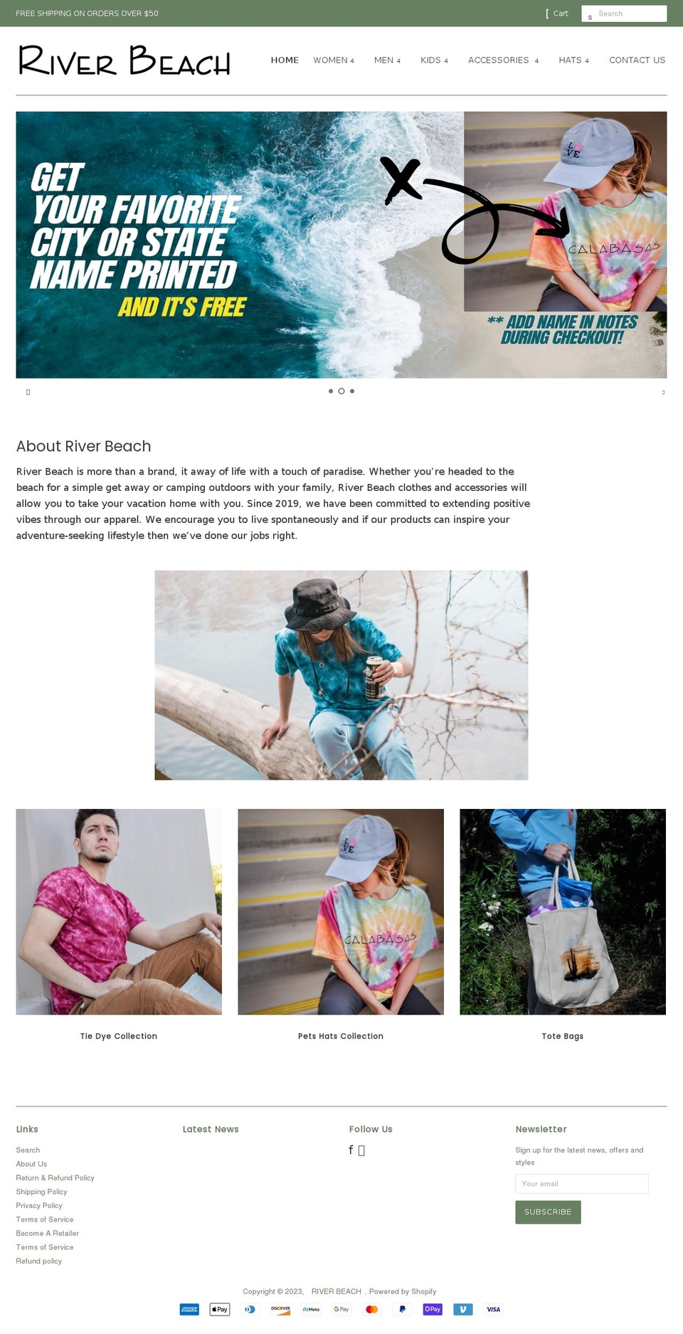 riverbeachapparel.com shopify website screenshot
