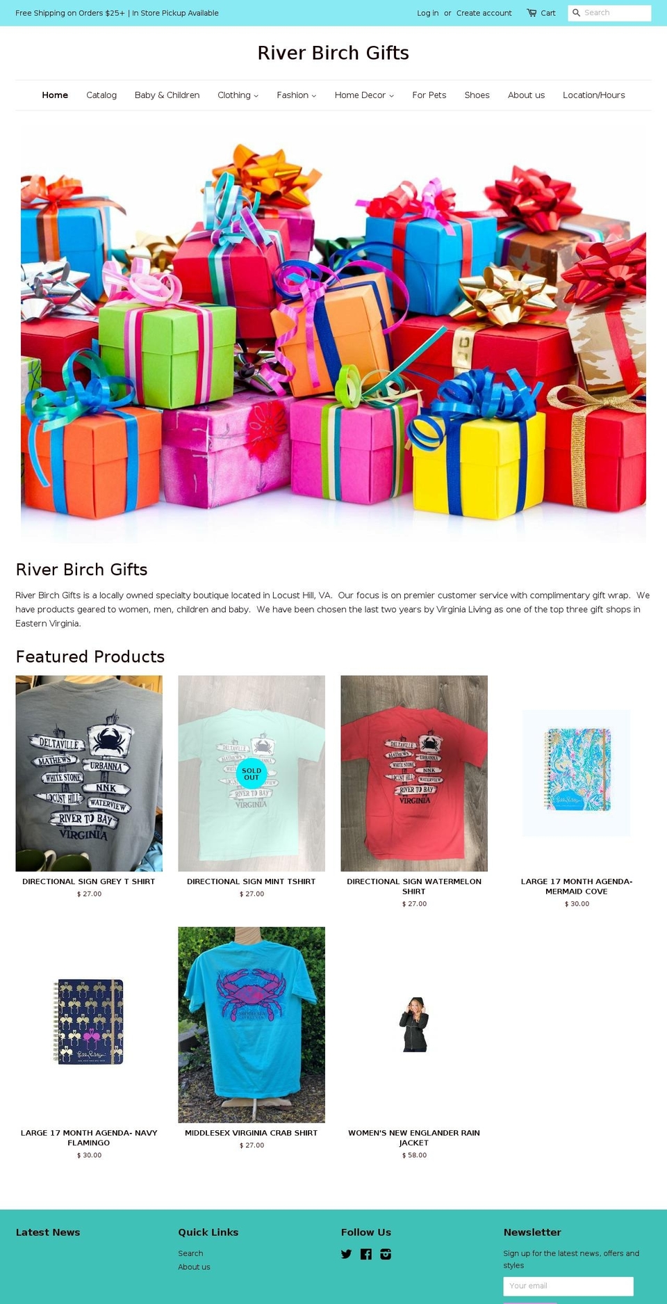 riverbirchgifts.com shopify website screenshot