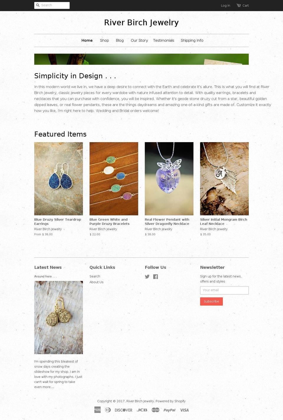 riverbirchjewelrydesign.com shopify website screenshot