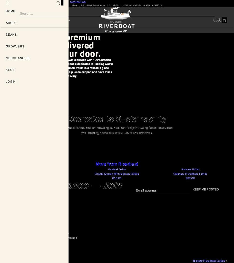 Foodie Shopify theme site example riverboatcoffee.com