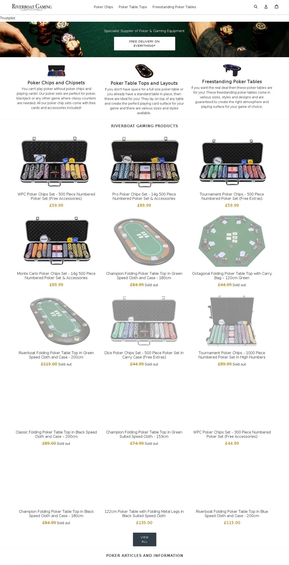 riverboatgaming-poker.com — Shopify storefront screenshot