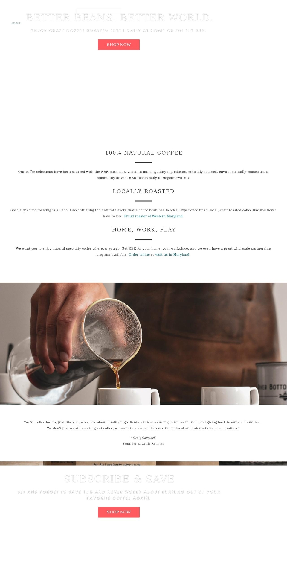 riverbottomroasters.com — Shopify storefront screenshot