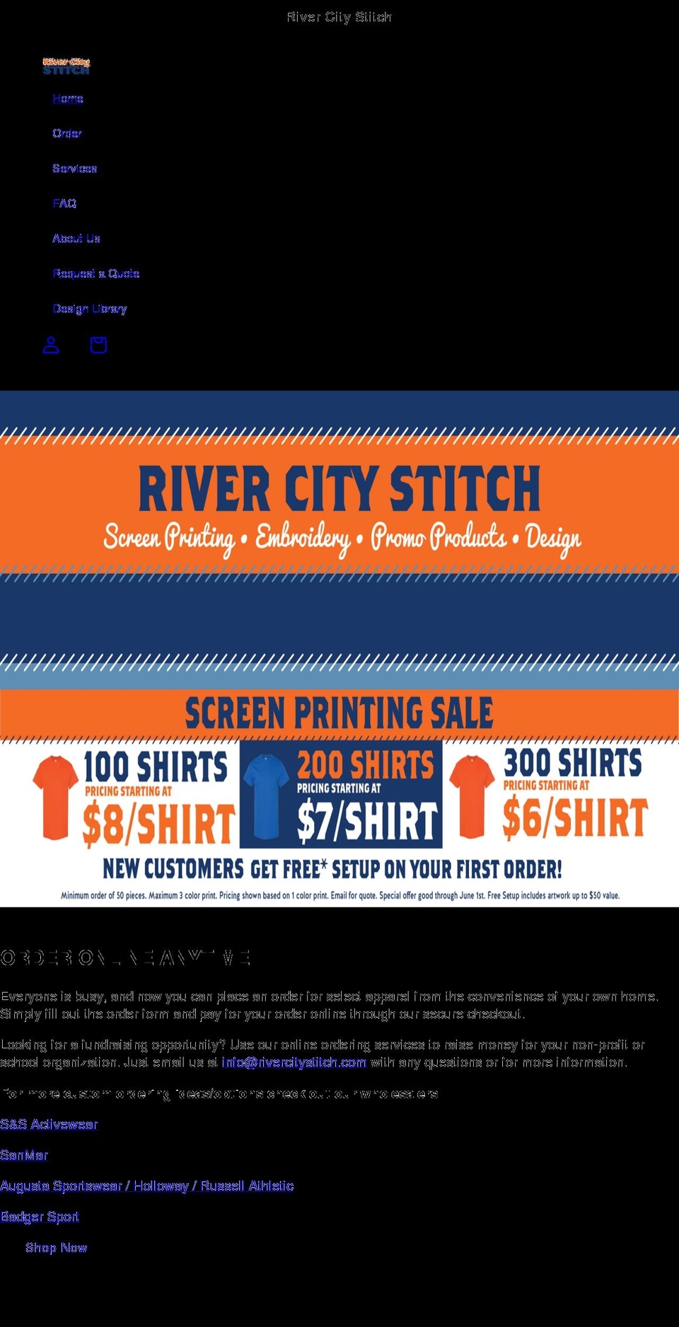 rivercitystitch.com shopify website screenshot