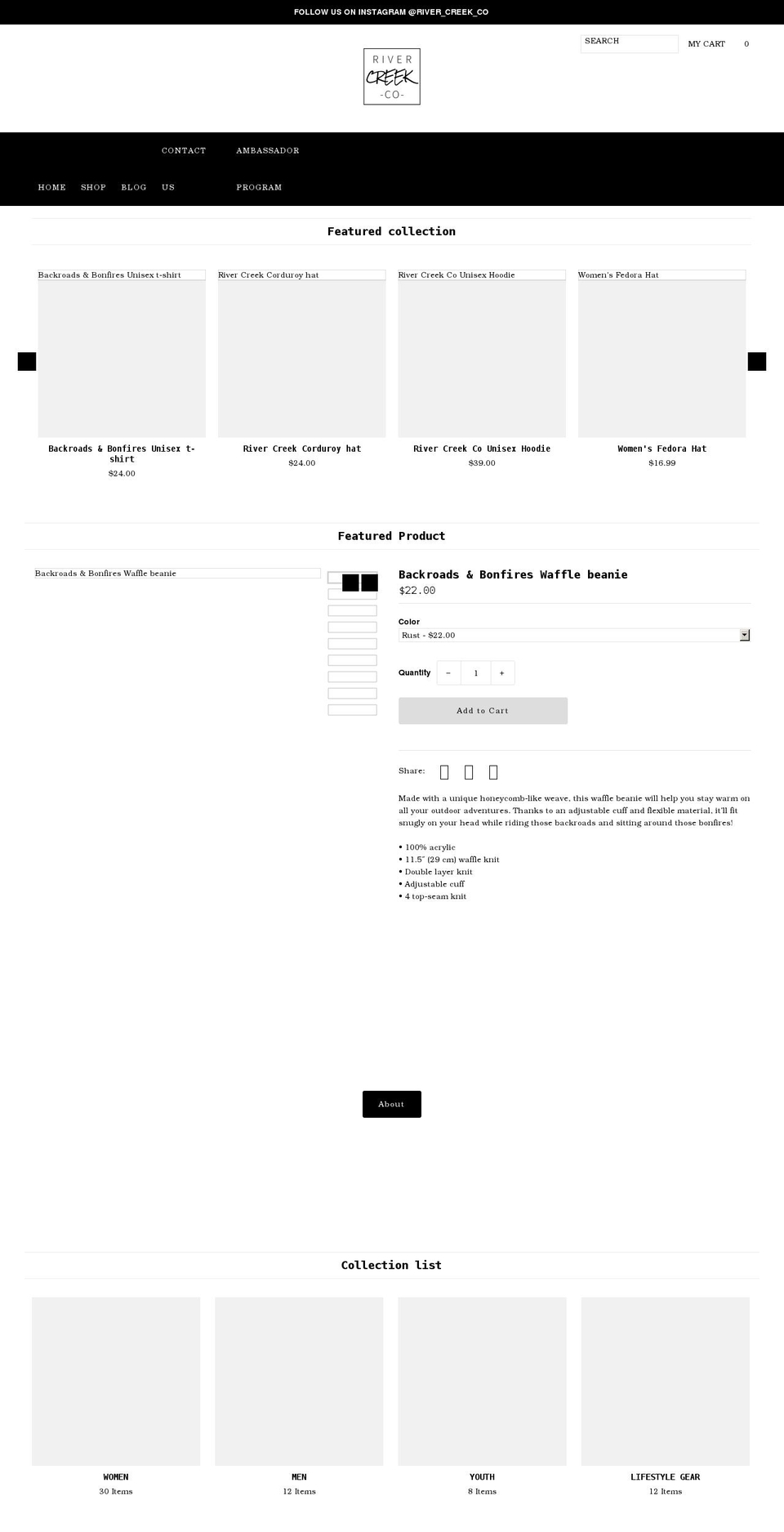 rivercreekco.com shopify website screenshot