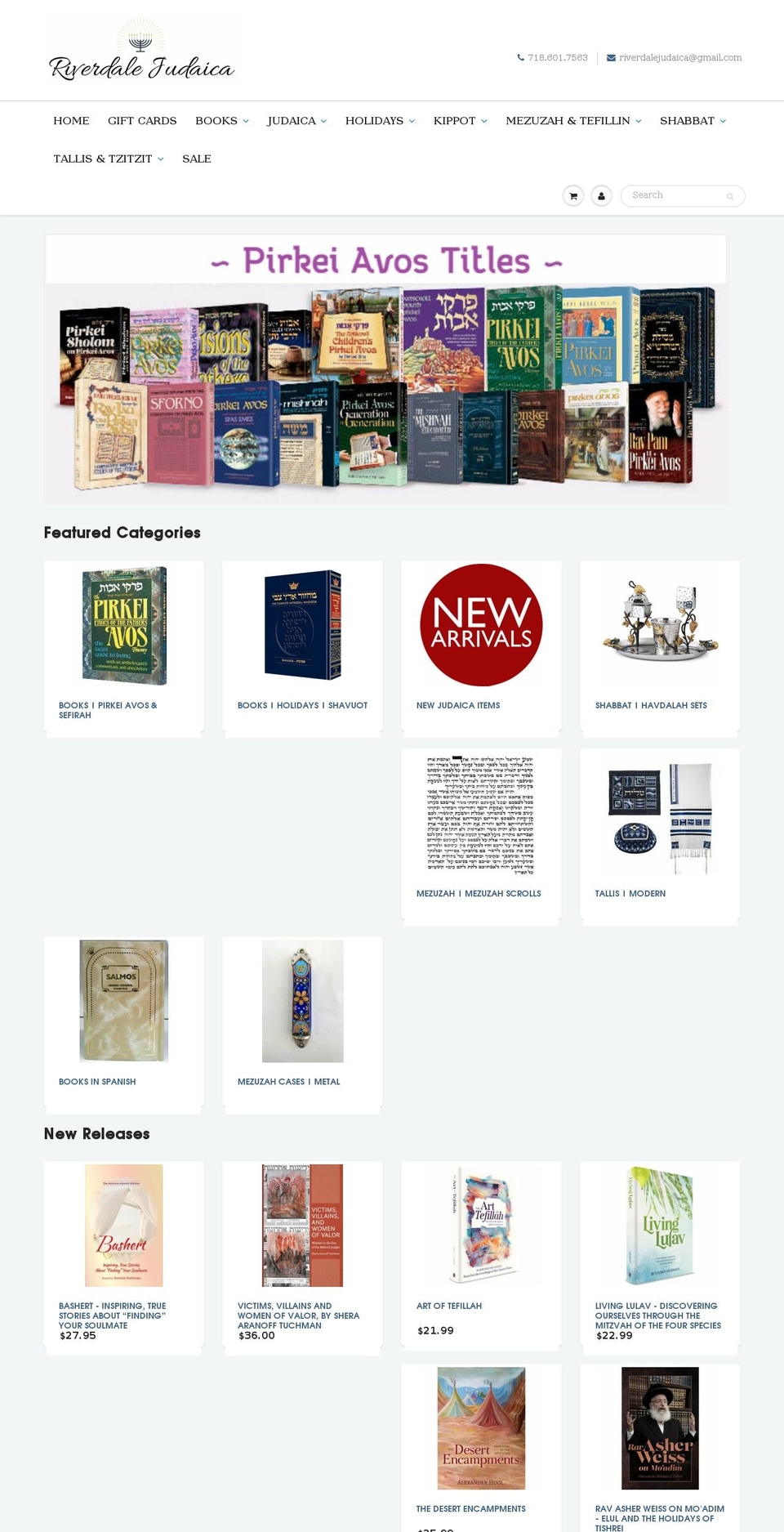riverdalejudaica.com — Shopify storefront screenshot