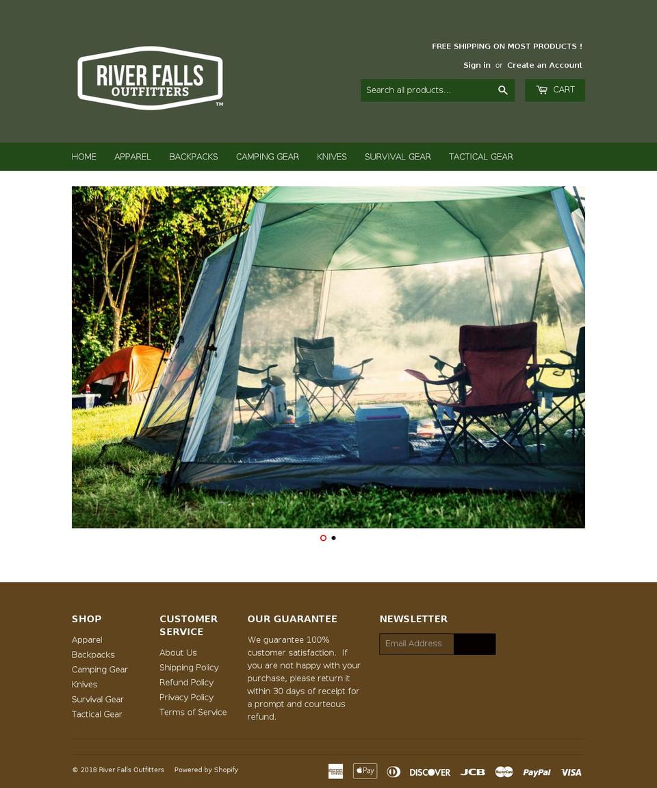 riverfallsoutfitters.com — Shopify storefront screenshot